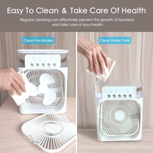 Mini Cooler for Room Cooling AC Portable Mini Fan Artic Cooler with 7 Colors LED Light, 1/2/3 H Timer, 3 Wind Speeds and 3 Spray Modes for Office,Home,Dorm,Travel1