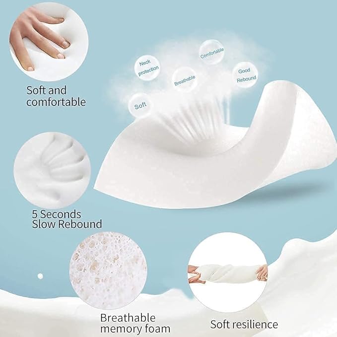 Foam Pillow, Contour Cervical Orthopedic Memory Foam Pillows Supports Neck Pain and Shoulder Pain for Sleeping, Ergonomic Cervical Pillow Neck Support Pillow for Side Back (A1)