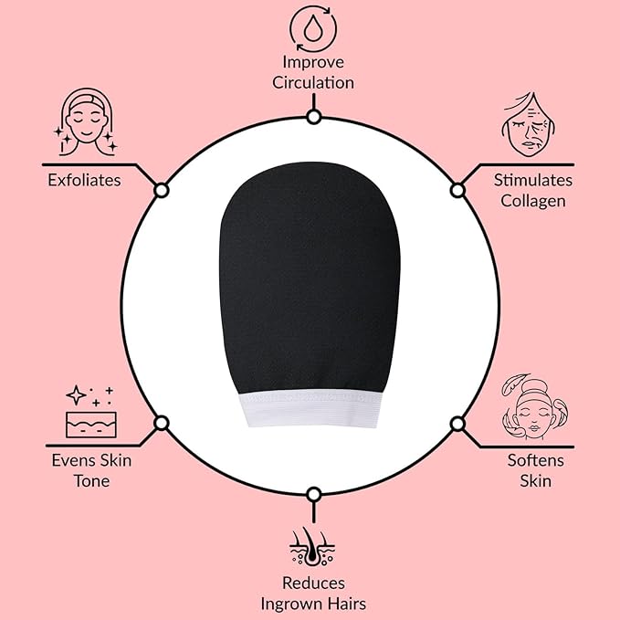 Exfoliating bath Glove For Dead Skin Body | Scrub Glove For Dead Skin Black| Gentle on the Skin | Improves circulation stimulates | Unisex | Easy to Use| (black)