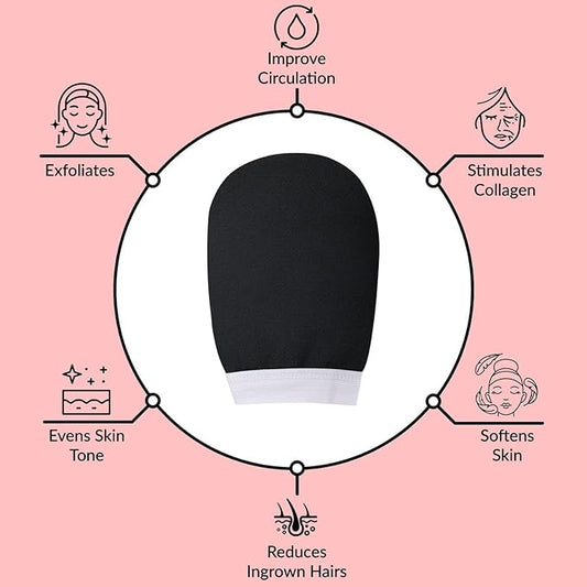 Exfoliating bath Glove For Dead Skin Body | Scrub Glove For Dead Skin Black| Gentle on the Skin | Improves circulation stimulates | Unisex | Easy to Use| (black)