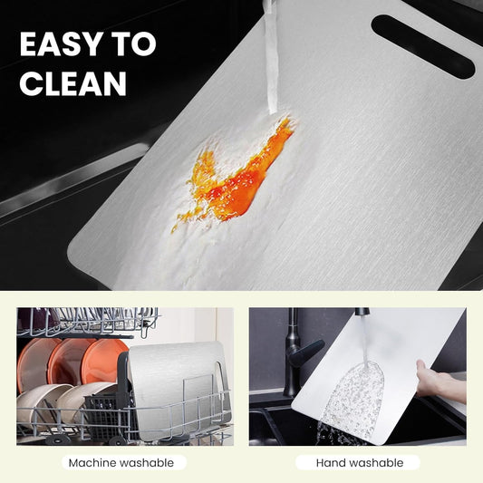 Large Stainless Steel Cutting Board for Kitchen - Premium Vegetable and Fruit Cutter, Heavy-Duty Metal Chopping Board, Big Size Pad (36 cm X 25 cm)