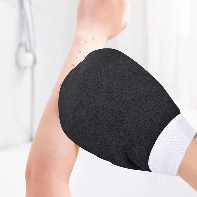 Exfoliating bath Glove For Dead Skin Body | Scrub Glove For Dead Skin Black| Gentle on the Skin | Improves circulation stimulates | Unisex | Easy to Use| (black)