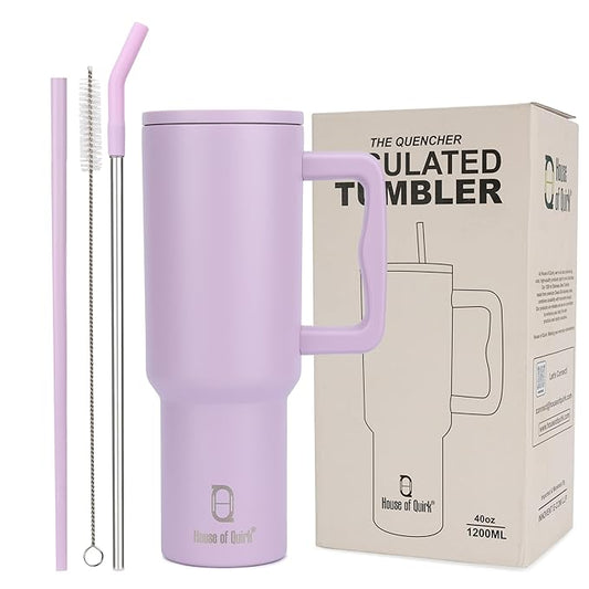 1200ML Stainless Steel Tumbler Hot and Cold with Handle and Lid 2 Straw, Double Insulated Cup Leak Proof Mug Cupholder for Gym, Travelling