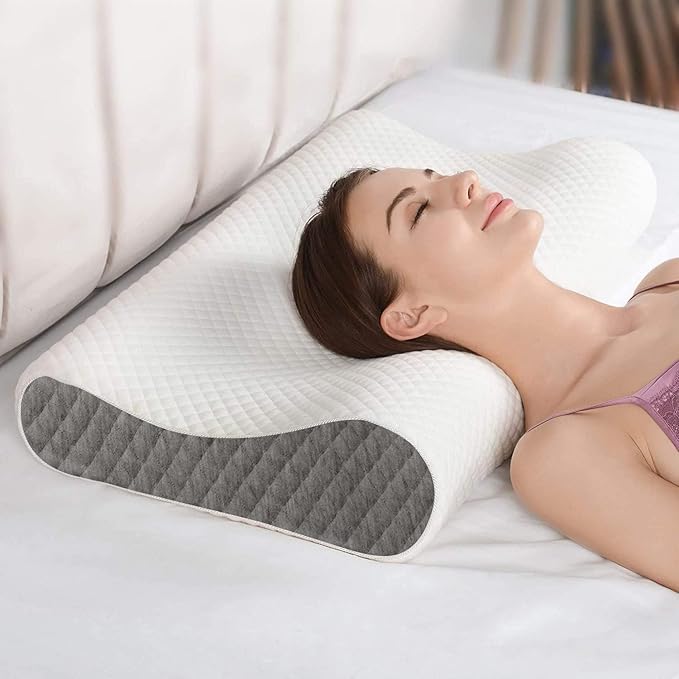 Foam Pillow, Contour Cervical Orthopedic Memory Foam Pillows Supports Neck Pain and Shoulder Pain for Sleeping, Ergonomic Cervical Pillow Neck Support Pillow for Side Back (A1)