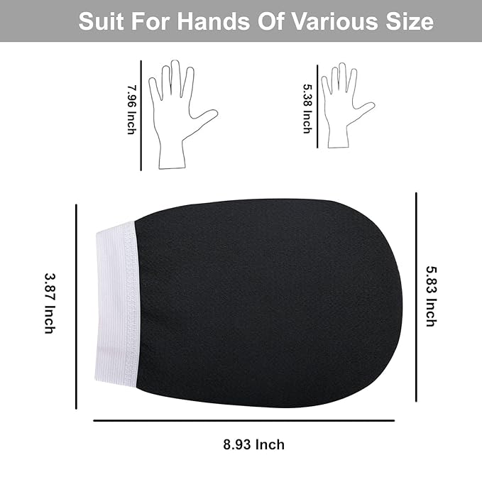 Exfoliating bath Glove For Dead Skin Body | Scrub Glove For Dead Skin Black| Gentle on the Skin | Improves circulation stimulates | Unisex | Easy to Use| (black)
