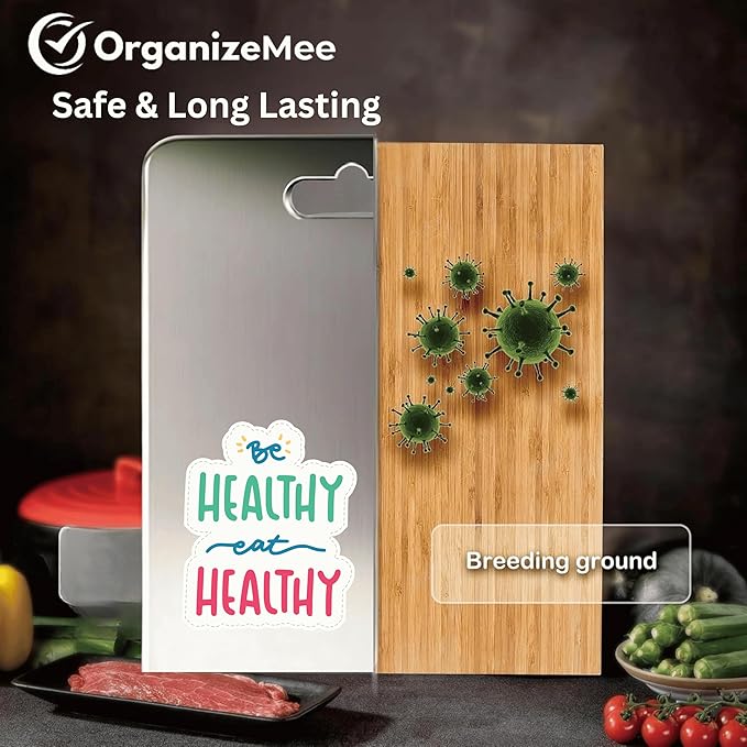 Large Stainless Steel Cutting Board for Kitchen - Premium Vegetable and Fruit Cutter, Heavy-Duty Metal Chopping Board, Big Size Pad (36 cm X 25 cm)